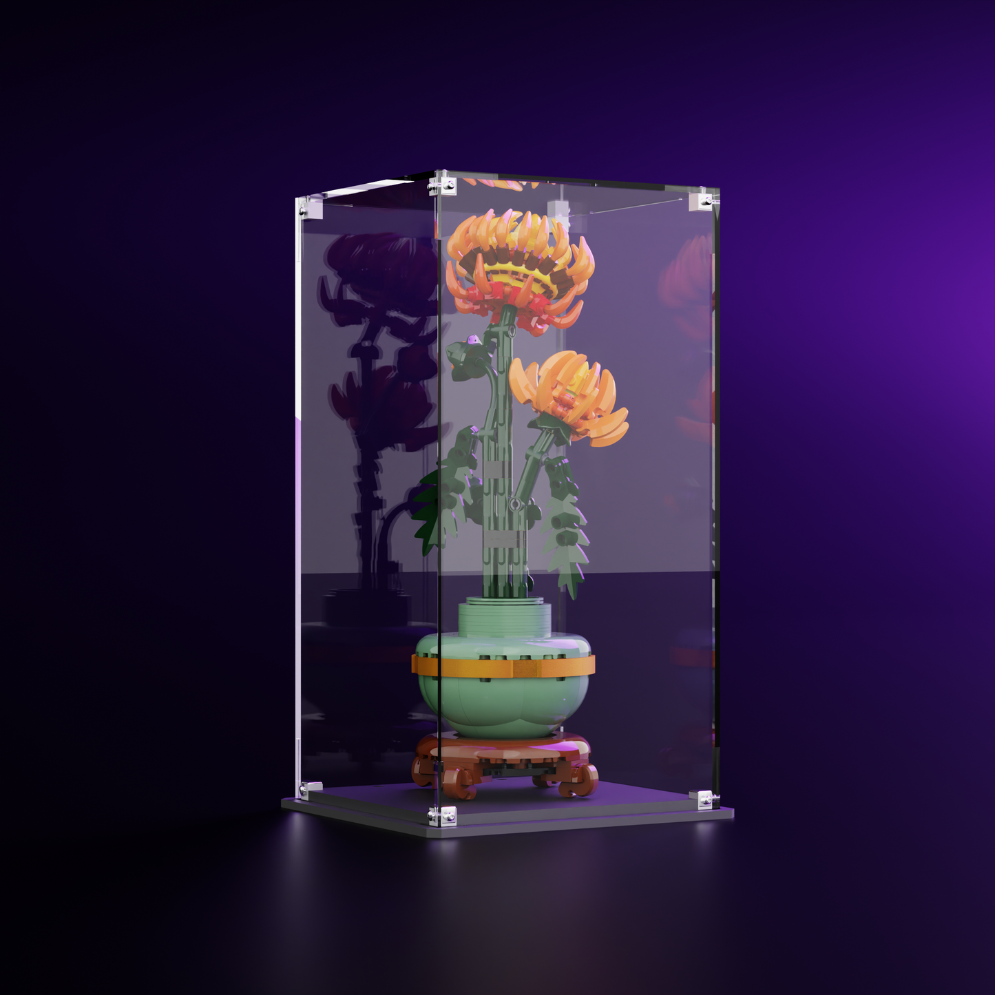 Side view LEGO display case FOR LEGO® Botanical Chrysanthemum 10368
