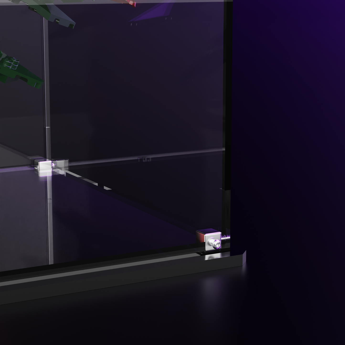 Close-up showing posable leaves inside the UV-protected lego display case for Poinsettia (10370)