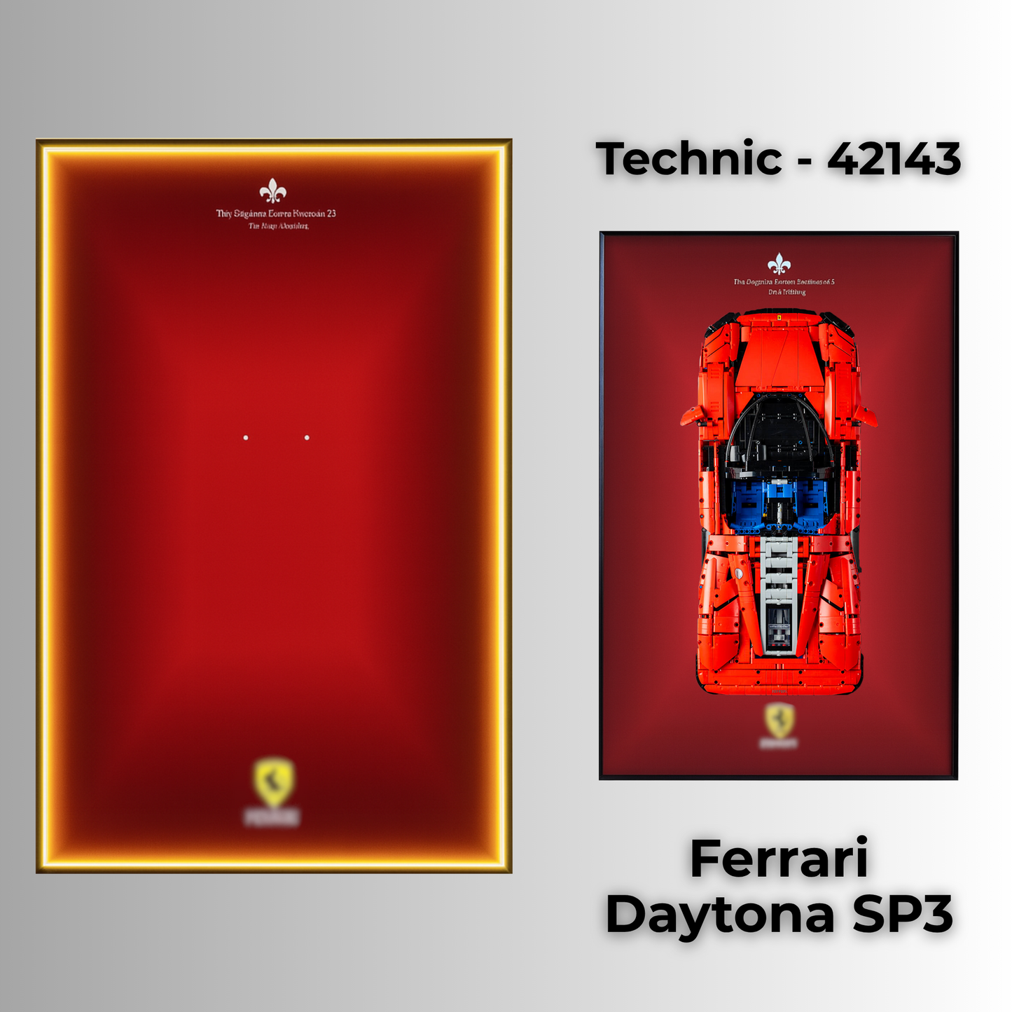 LEGO Wall Mount Frame With LED Lights Display case for LEGO Technic set 42143 Ferrari Daytona SP3