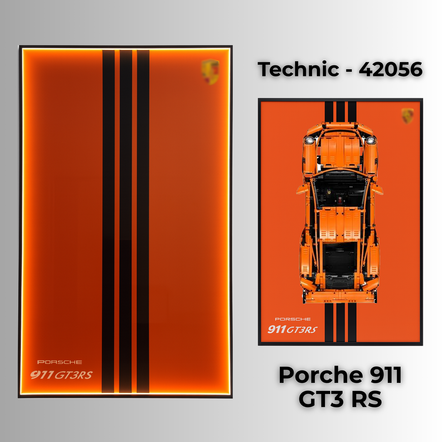 Wall frame for LEGO Technic 42056 Porsche 911 GT3 RS with display case