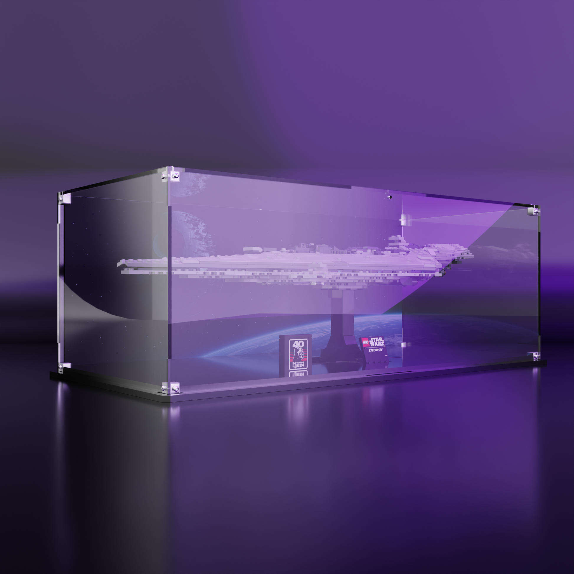 Display Case for LEGO® Star Wars™ Executor Super Star Destroyer (75356) Death Star background