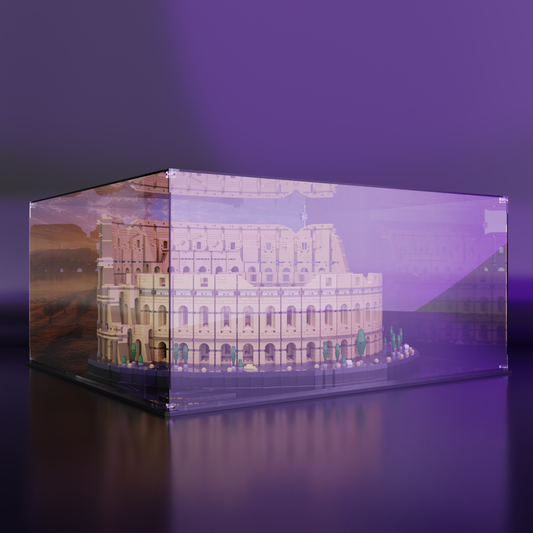 Side angle of LEGO Display case for LEGO Colosseum 10276