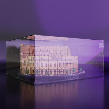 Close-up of Doric, Ionic, and Corinthian columns protected by a UV-shielded premium display case