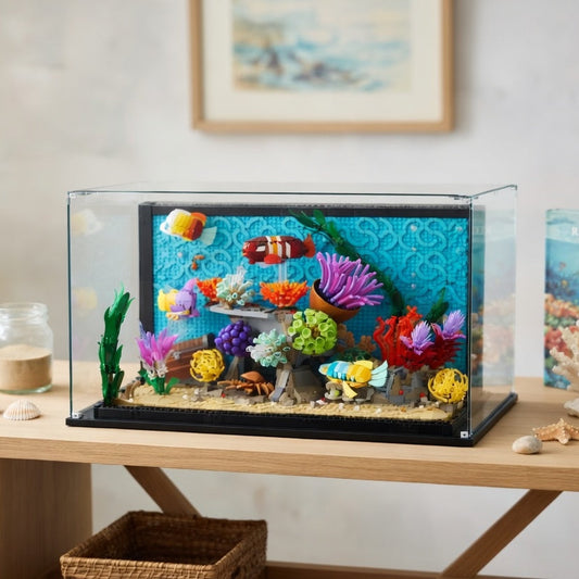 Premium UV protected lego acrylic display case for LEGO Icons 10366 Tropical Aquarium