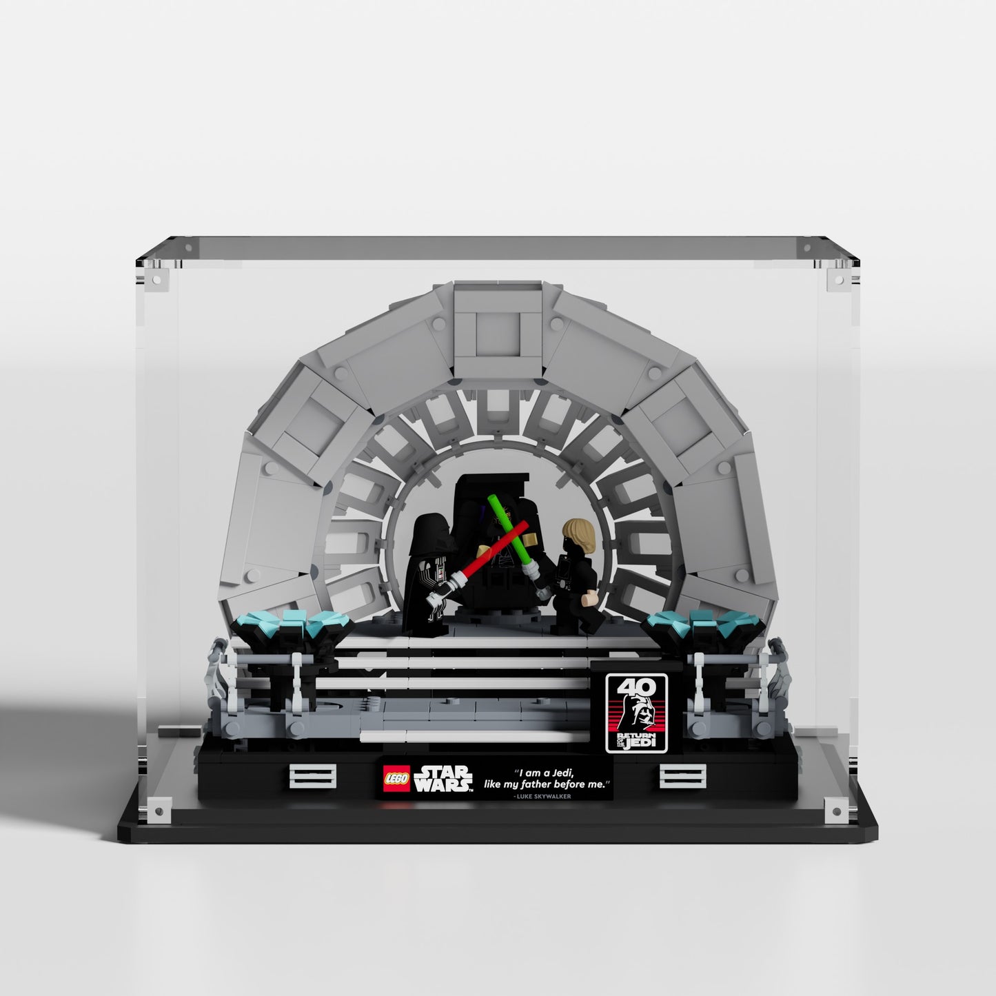 Premium UV-protected LEGO display box for Emperor's Throne Room Diorama 75352 with transparent background — EU-made