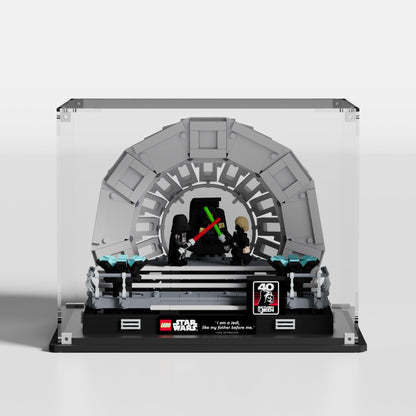 Premium UV-protected LEGO display box for Emperor's Throne Room Diorama 75352 with transparent background — EU-made