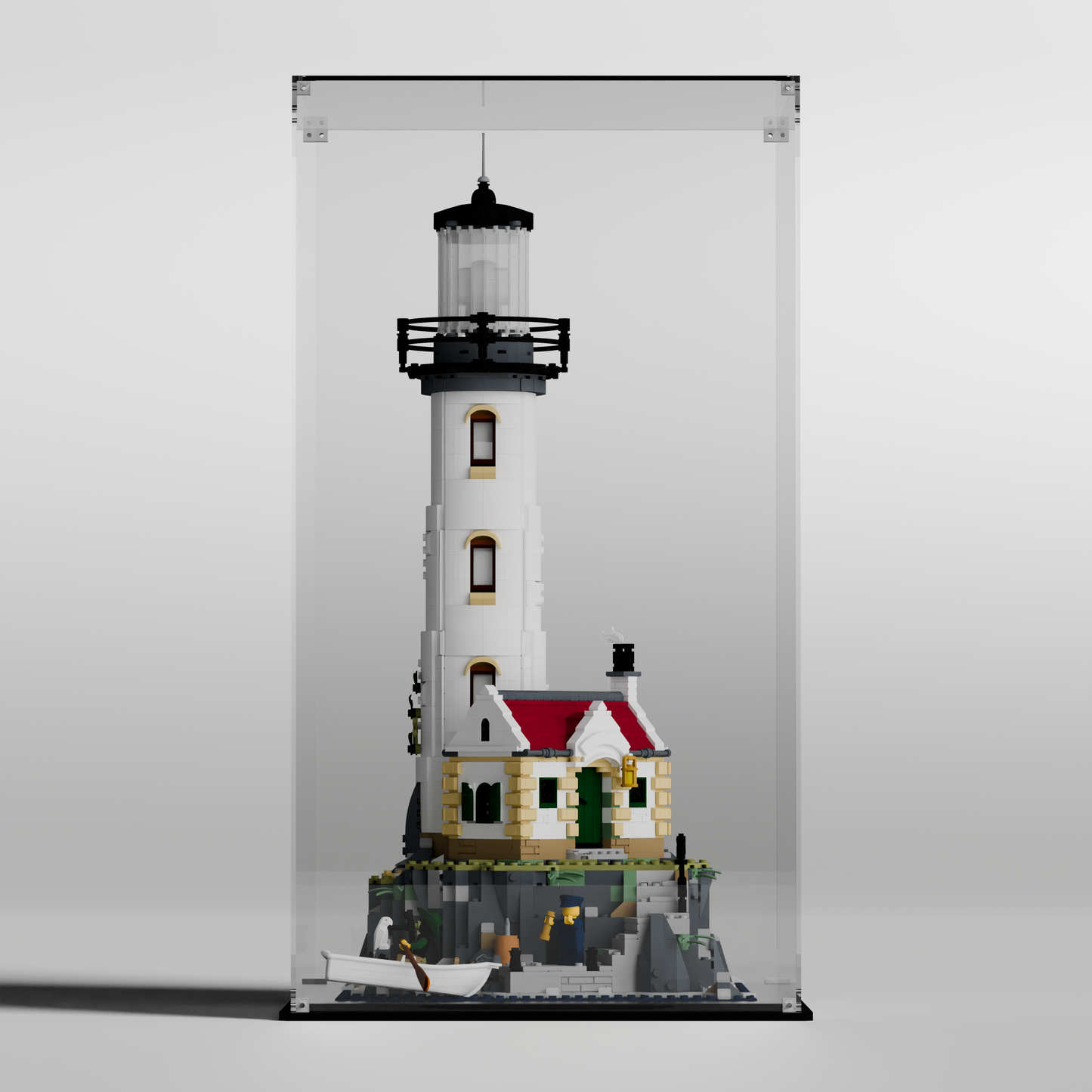 LEGO Display case for LEGO Ideas Motorised Lighthouse 21335 with transparent background