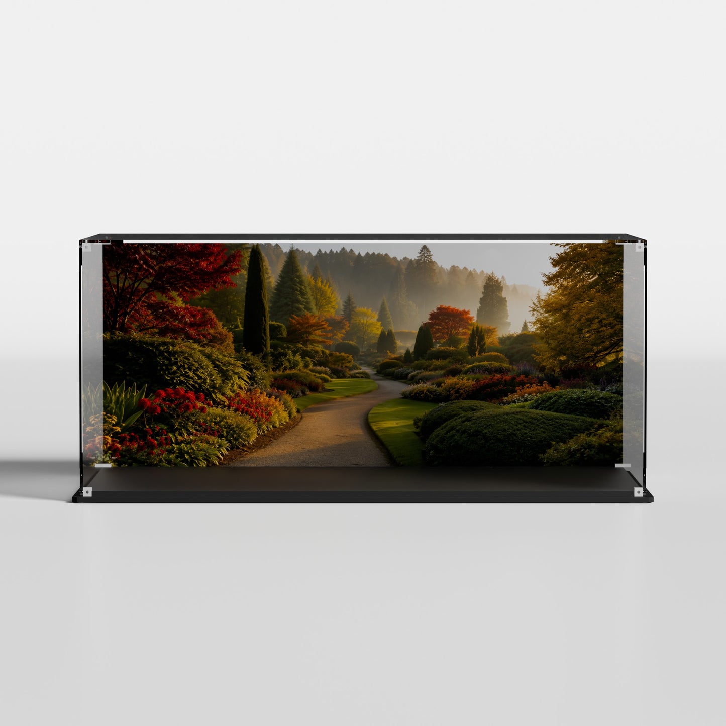 Garden Pathway background print for LEGO The Botanical Garden 21353 display case — premium UV-filter acrylic backdrop