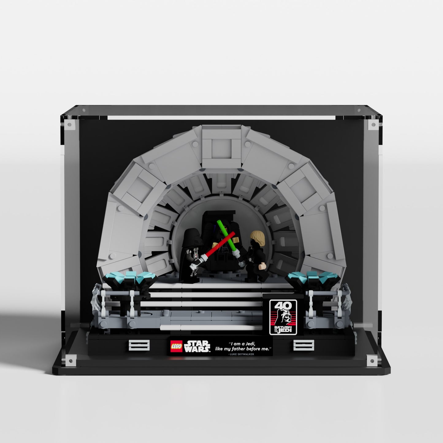 LEGO Emperor's Throne Room Diorama showcase — dustproof premium UV-filter acrylic display case, made in Europe