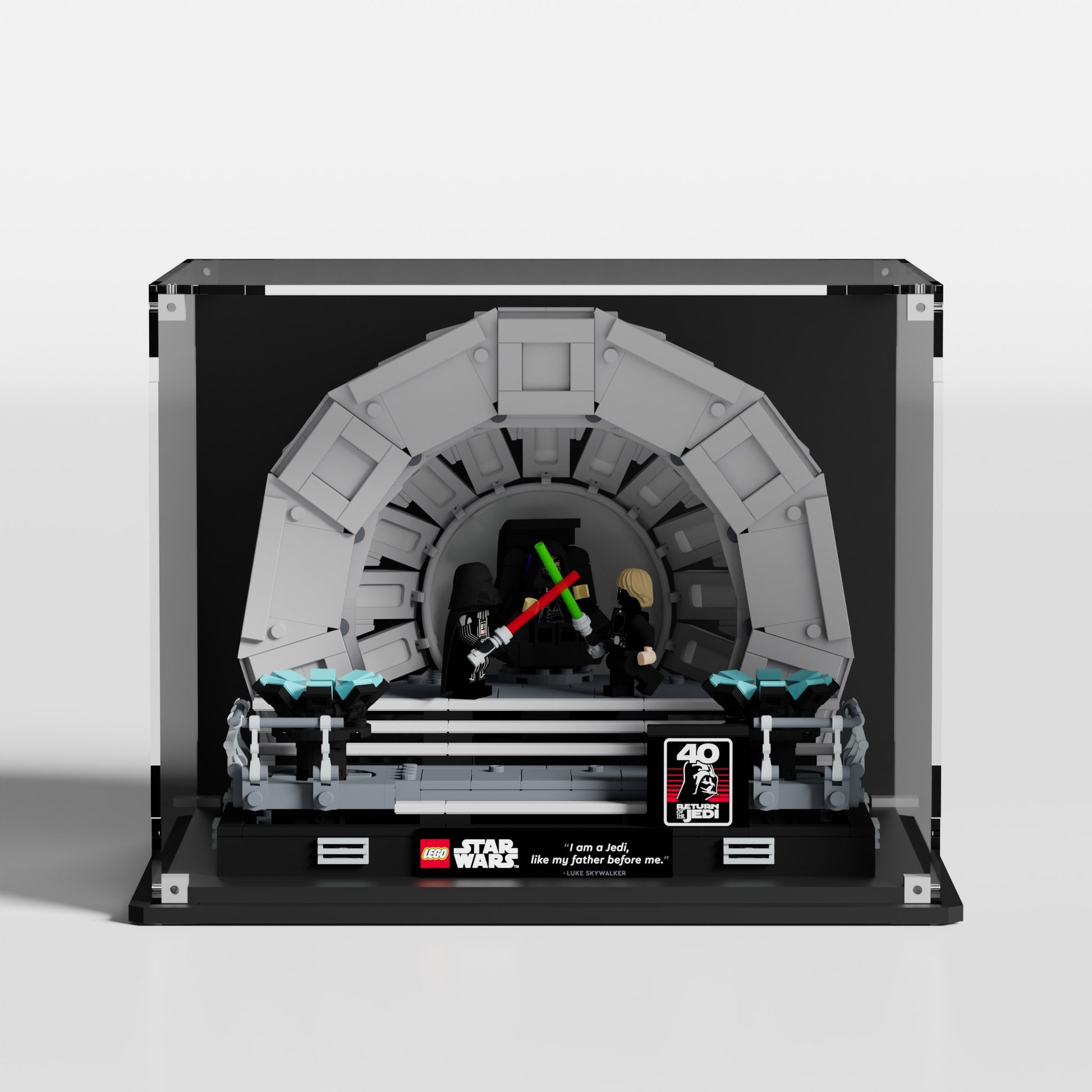LEGO Emperor's Throne Room Diorama showcase — dustproof premium UV-filter acrylic display case, made in Europe