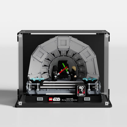 LEGO Emperor's Throne Room Diorama showcase — dustproof premium UV-filter acrylic display case, made in Europe