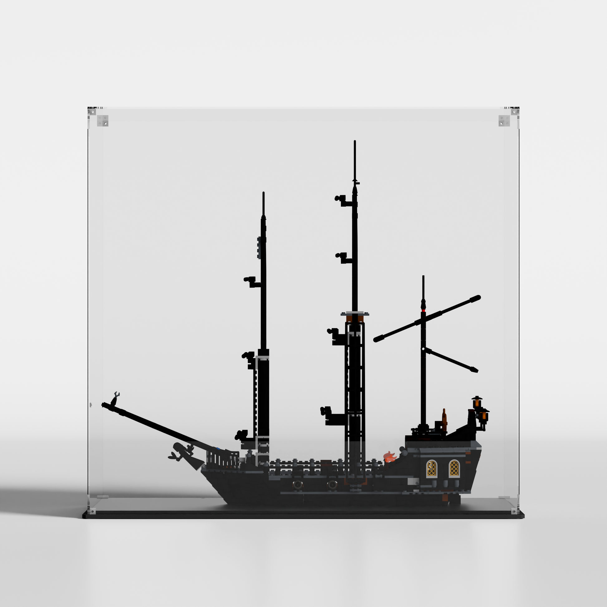 Black Pearl 4184 in UV-protected LEGO display case for 4184