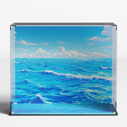 LEGO display casewith background and uv protection for one piece 75639