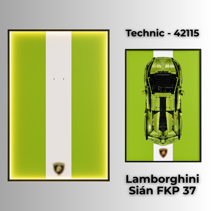 LEGO Technic wall frame for 42115 Lamborghini Sián FKP 37, dust free and UV-Protected LEGO DIsplay case