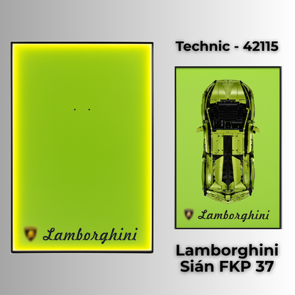 LEGO Technic wall frame with LED lights for 42115 Lamborghini Sián FKP 37, dust free and UV-Protected LEGO DIsplay case 