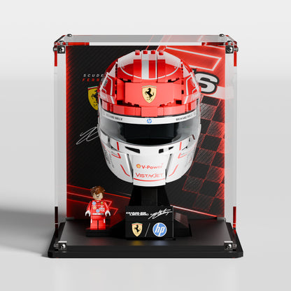 LEGO Editions Scuderia Ferrari HP Charles Leclerc Helmet (43014) in premium UV-protected acrylic display case — EU-made