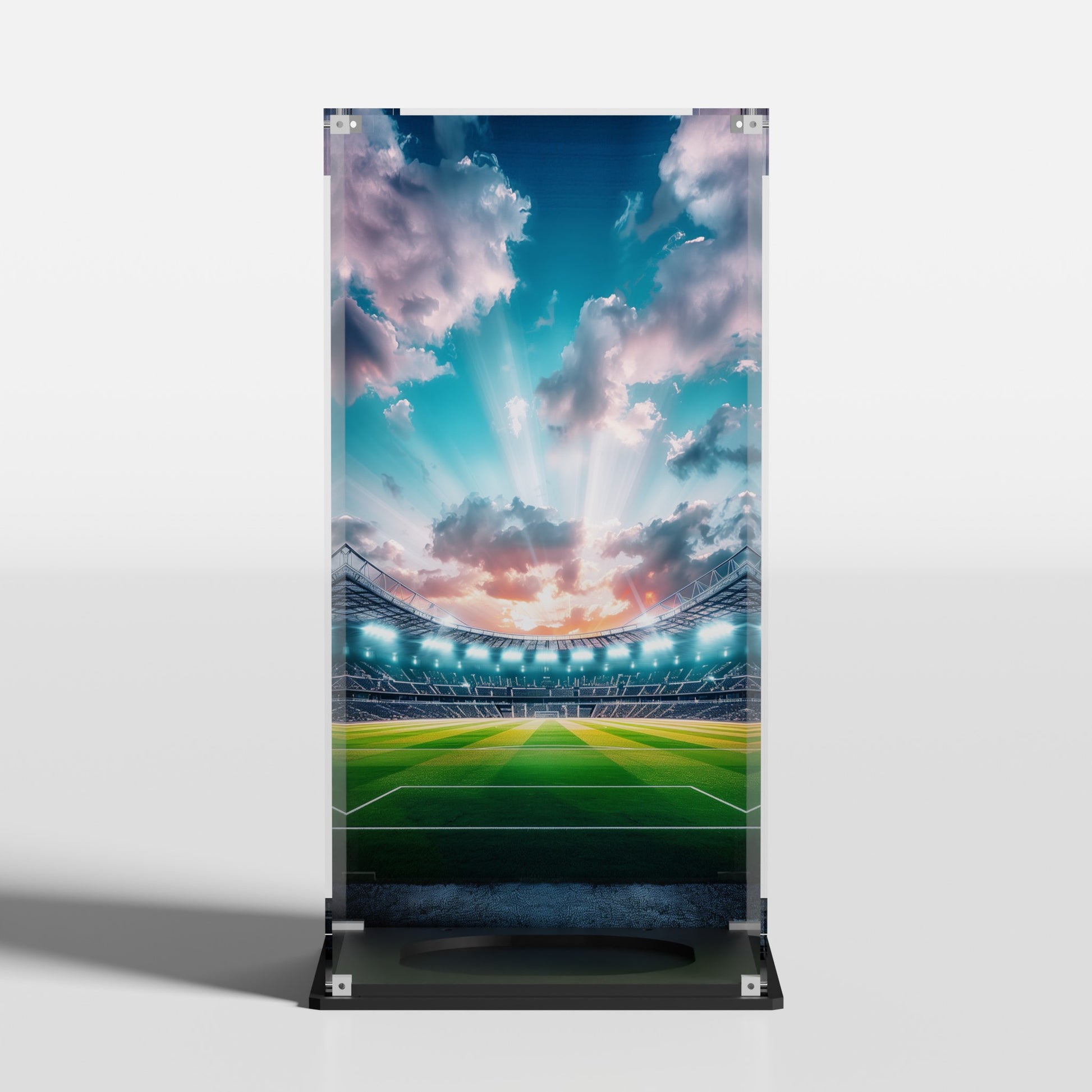 Custom World Cup Stadium background for LEGO FIFA World Cup Trophy 43020 display case — premium UV-filter acrylic
