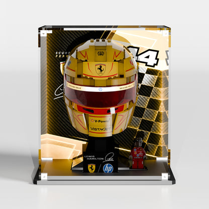 LEGO Editions Scuderia Ferrari HP Lewis Hamilton Helmet (43022) in premium UV-protected acrylic display case — made in Europe