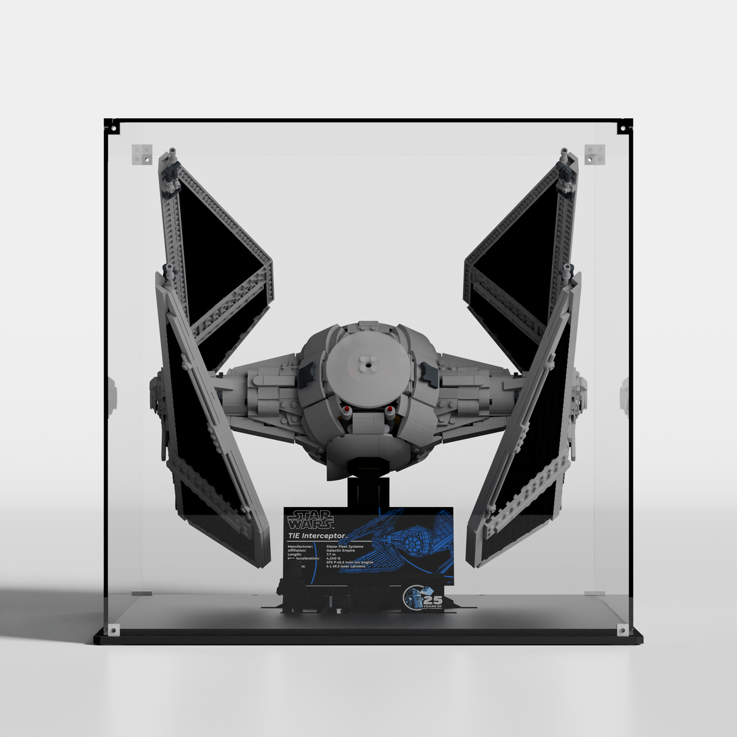 LEGO Display case  for LEGO® Star Wars TIE Interceptor™ (75382) transparent bacground