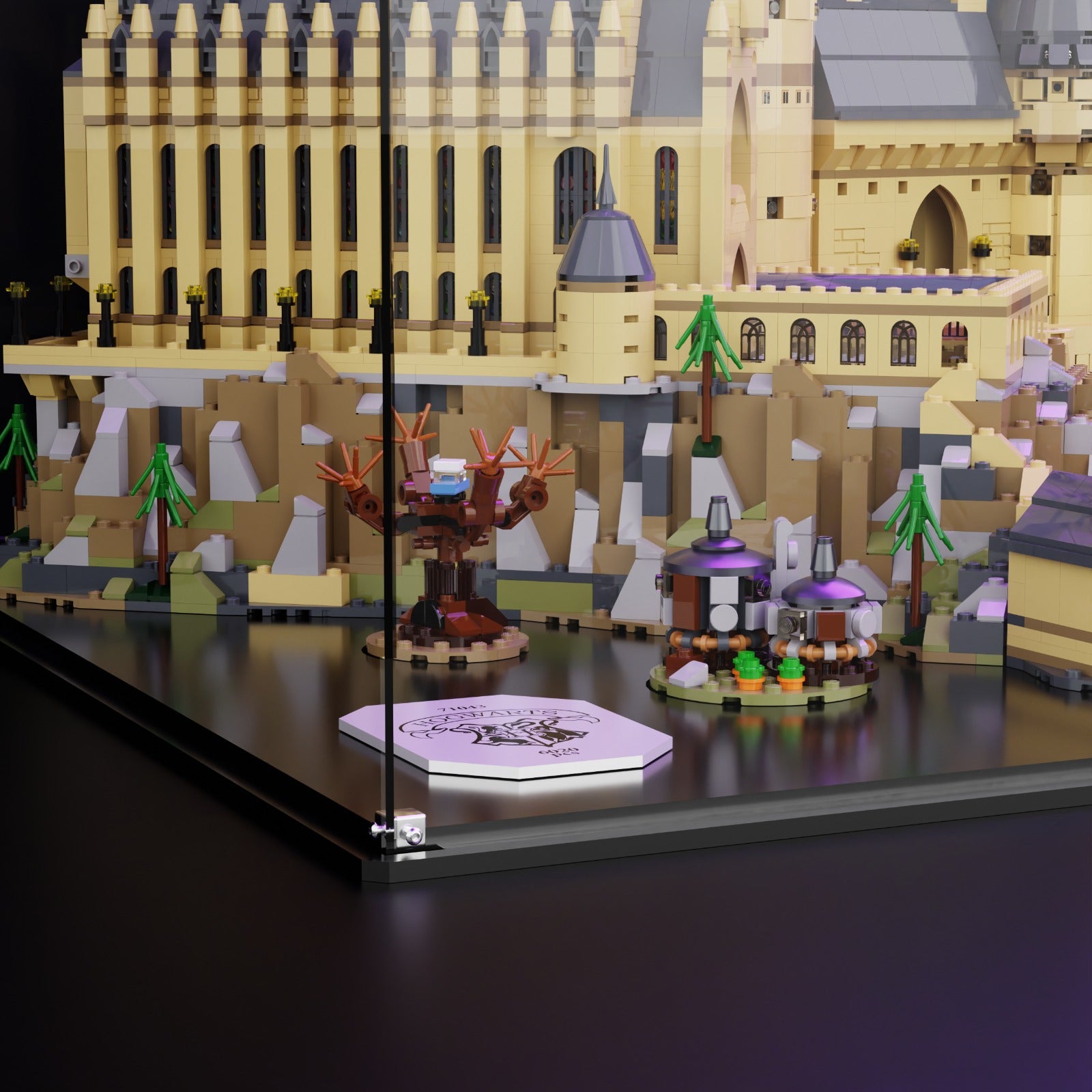 Lego display case for LEGO Harry Potter Hogwarts Castle 71043 - close up banner