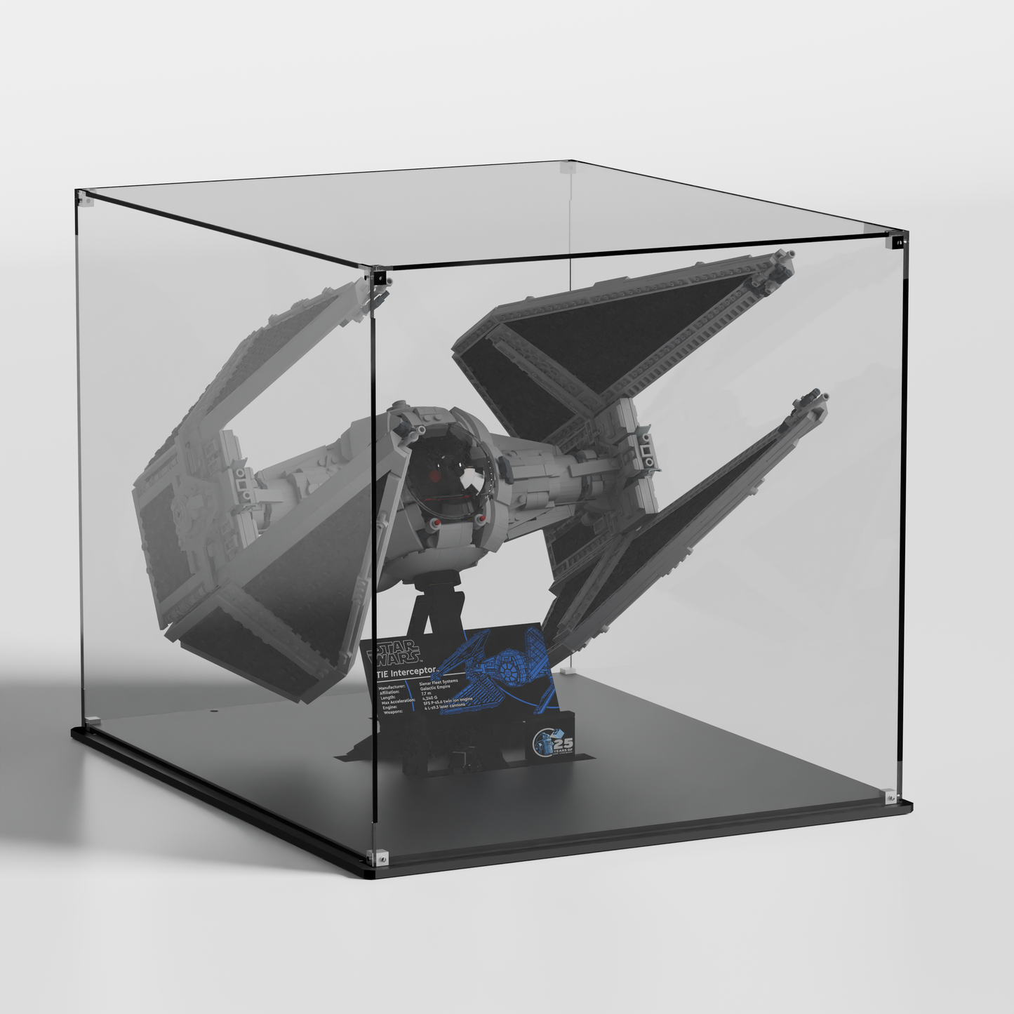 Side view of Display Case for LEGO® Star Wars TIE Interceptor™ (75382)