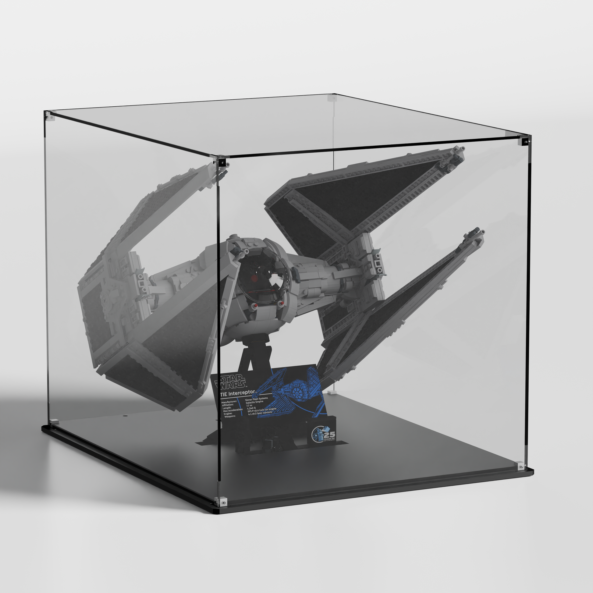 Side view of Display Case for LEGO® Star Wars TIE Interceptor™ (75382)