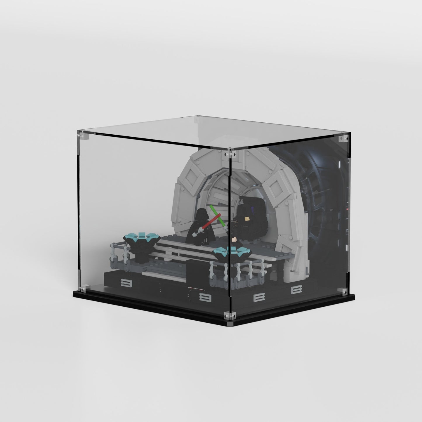 Glossy black acrylic base for LEGO Emperor's Throne Room Diorama 75352 display case — premium UV-protected, EU-made
