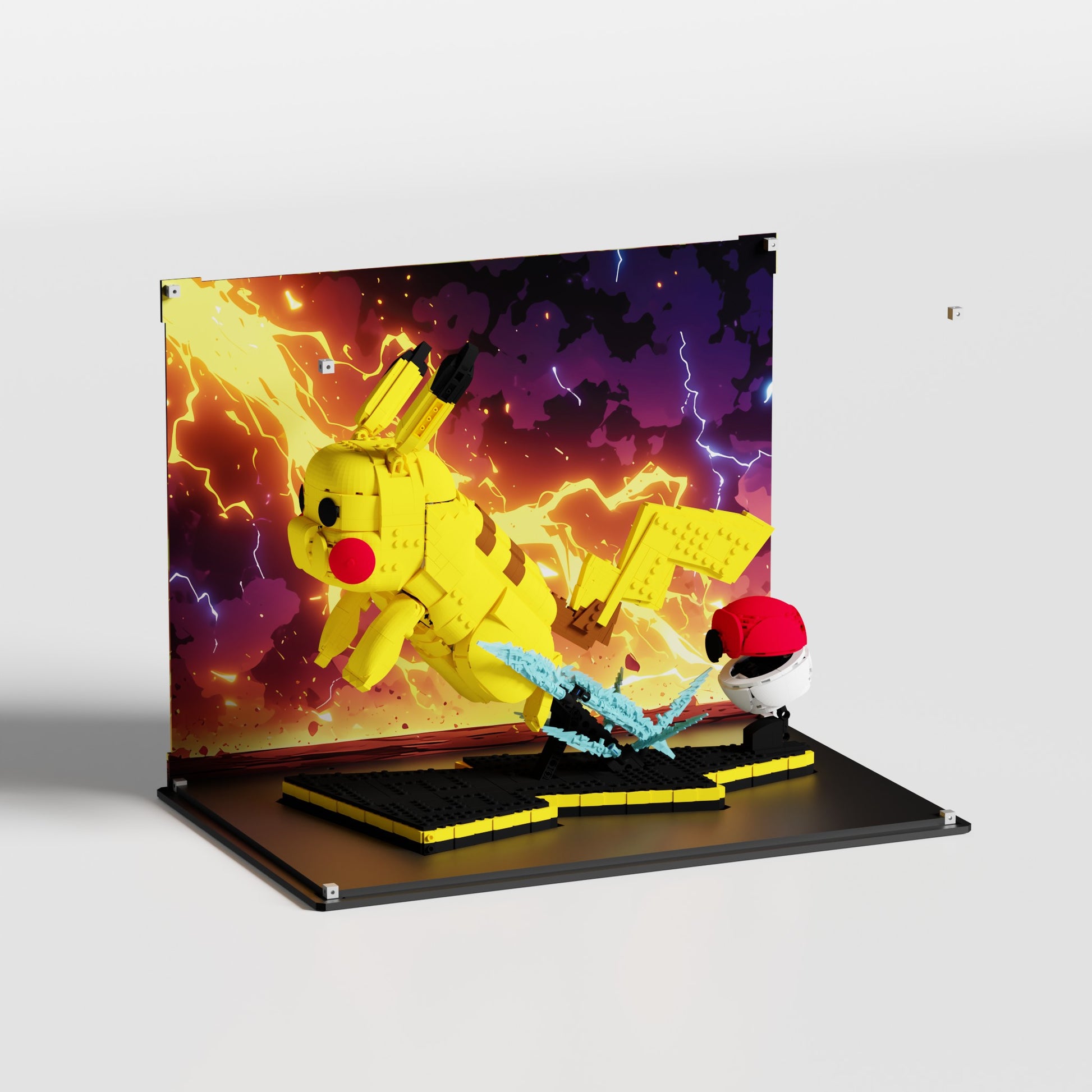 LEGO Pokémon Pikachu and Poké Ball (72152) in premium UV-protected acrylic display case — made in Europe