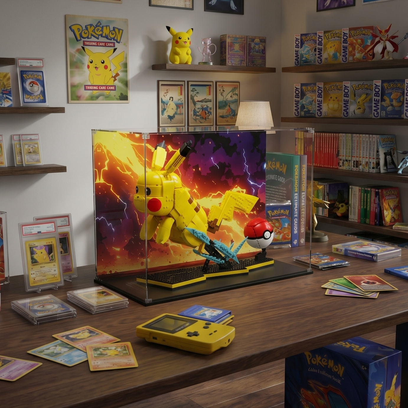 LEGO Pikachu display case — Pokémon Pikachu and Poké Ball 72152, premium UV-protected acrylic, made in Europe