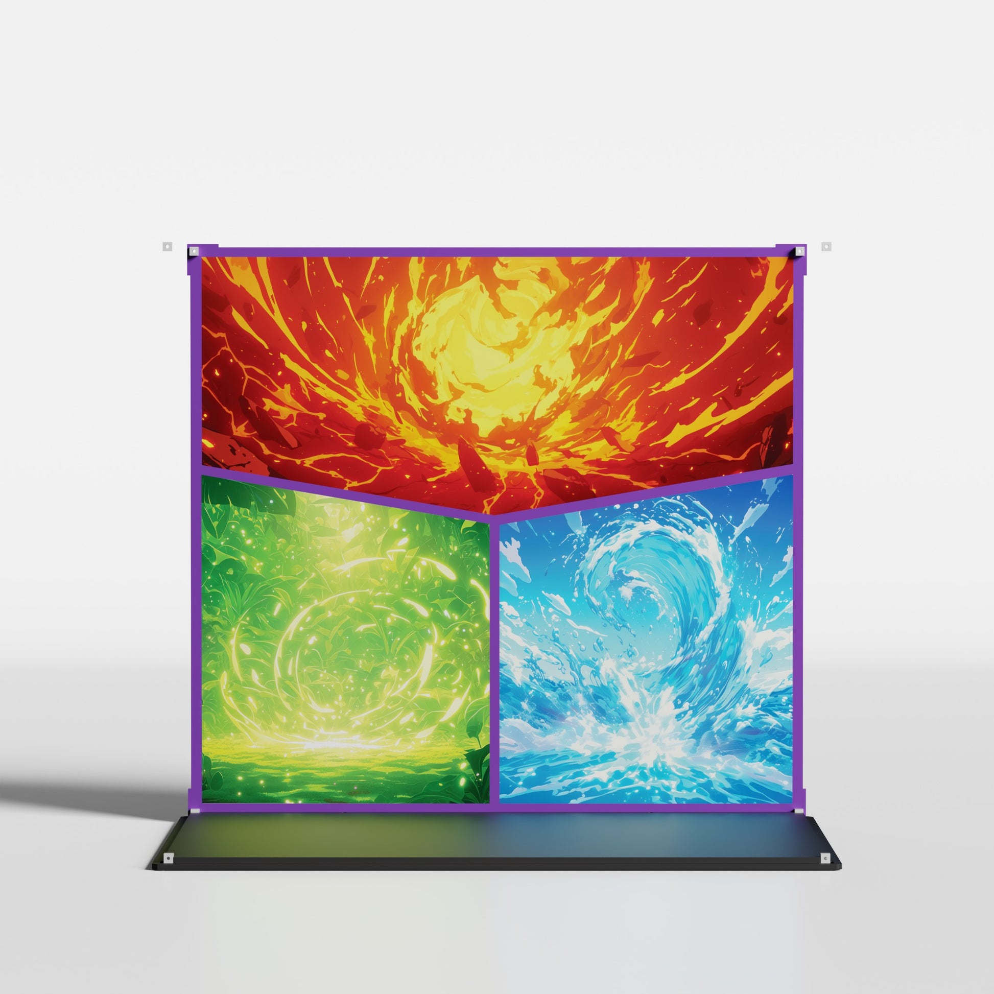 Custom Elements background for LEGO Pokémon 72153 display case — premium UV-filter acrylic, EU-made