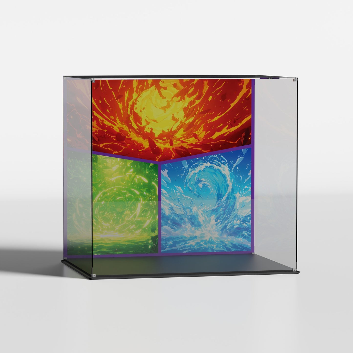 Premium UV-protected LEGO display box for Venusaur, Charizard and Blastoise 72153 with Anime World background — EU-made