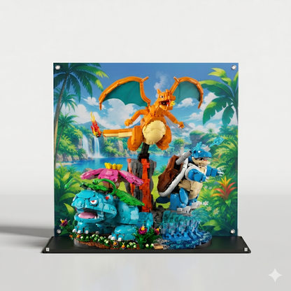 LEGO Pokémon 72153 showcase — dustproof premium UV-filter acrylic display case, made in Europe