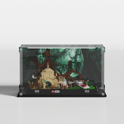 LEGO Star Wars Dagobah Jedi Training Diorama (75330) in premium UV-protected acrylic display case — made in Europe