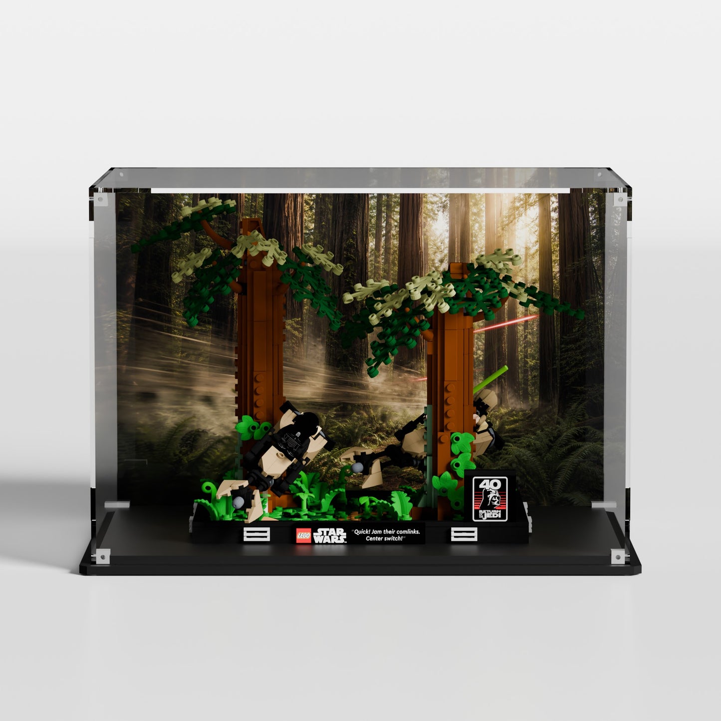 LEGO Star Wars Endor Speeder Chase Diorama (75353) in premium UV-protected acrylic display case — made in Europe