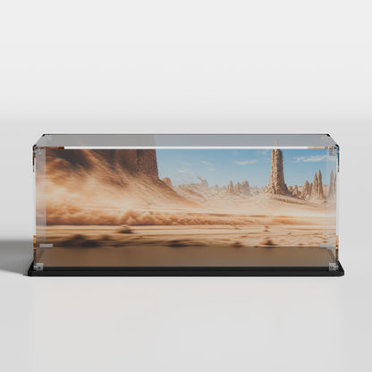 Custom Podrace background for LEGO Mos Espa Podrace Diorama 75380 display case — premium UV-filter acrylic