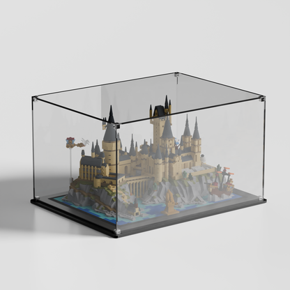 Side angle highlighting Chamber of Secrets detail inside dustproof lego display case