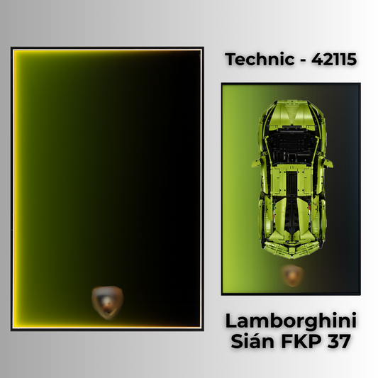 LEGO wall mount display case for Technic 42115 Lamborghini Sián FKP 37,, UV-protected acrylic, LED dust-free LEGO Display case